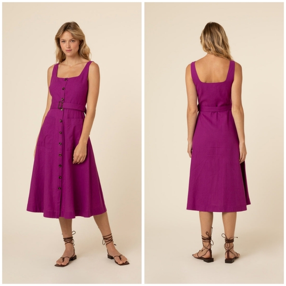 FRNCH Dresses & Skirts - FRNCH Vita button front linen blend midi dress S
